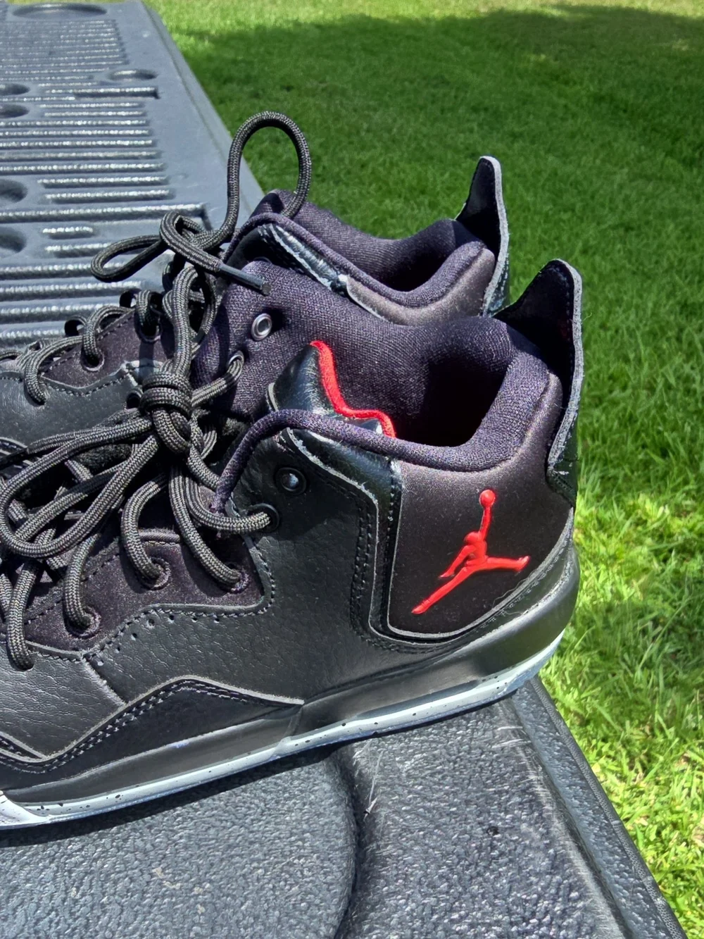 Jordan Black and Red High-Top Basketball Sneakers